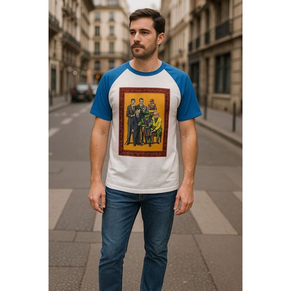 DC Comics Villains Graphic T-Shirt M Joker Lex Luthor Raglan Sleeves CultureFly